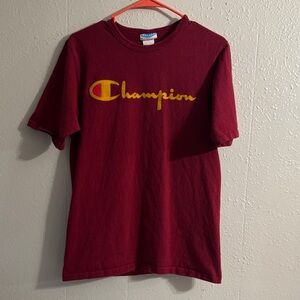 Champion Men's Burgundy Tee with Gold Logo